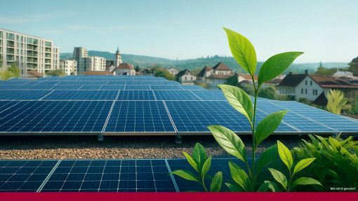 Visualisierung der PV-Anlage auf dem Dach von Trapeze in Neuhausen