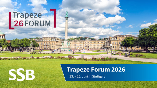 Bild der Stadt Stuttgart mit Trapeze Forum 2026 Logo